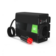 Įtampos keitiklis 12V → 220V 150/300W Sinus su USB QC 3.0 Green Cell 